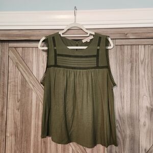 LOFT Olive Green Sleeveless Blouse